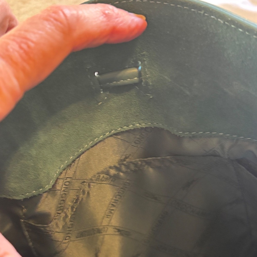 Longchamp Roseau Essential Green Leather Bucket Bag Quiet Luxury French girl - Picture 11 of 12
